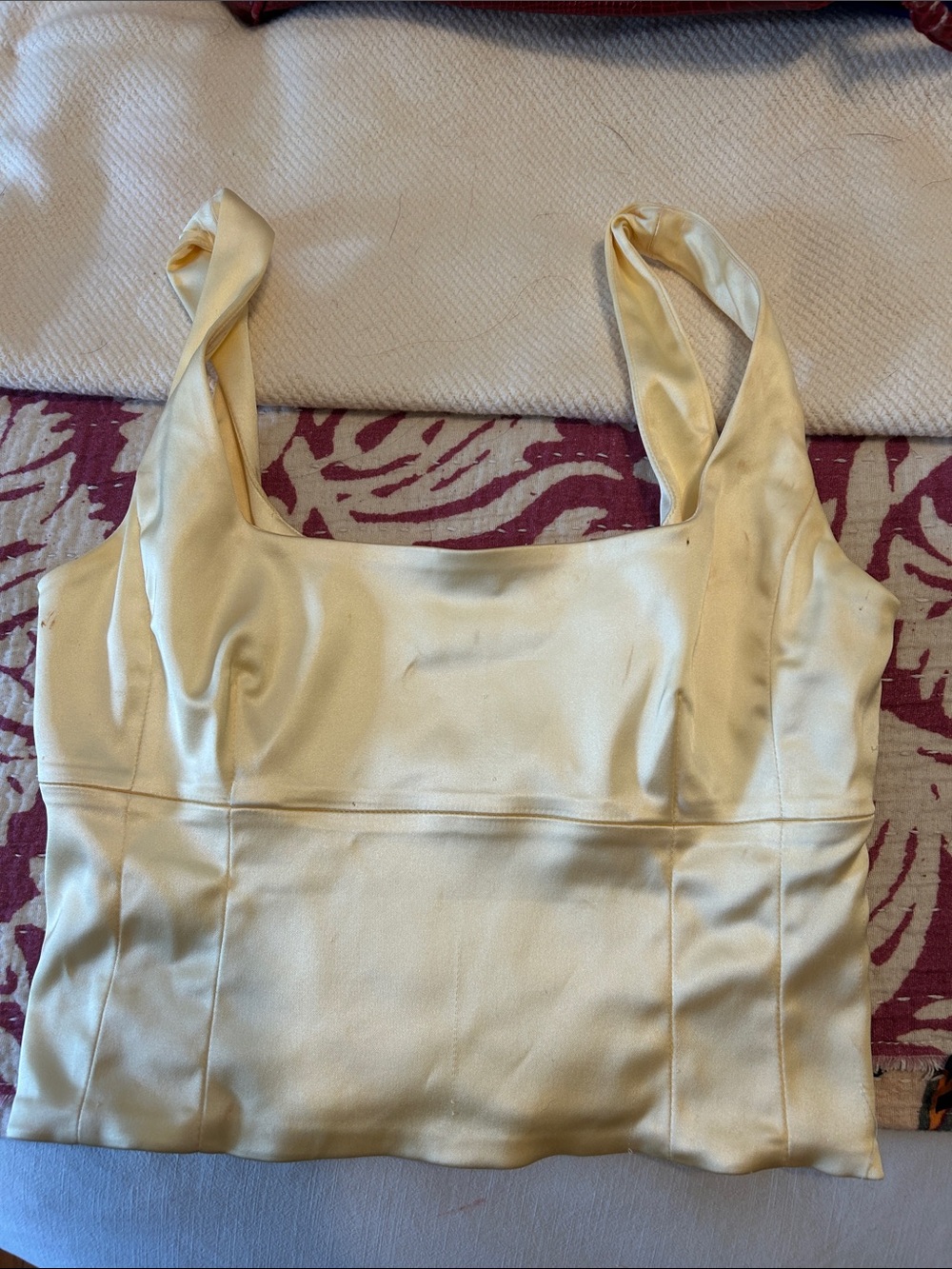 Satin Square-Neck Yellow Top